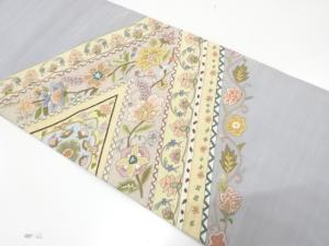 明綴れ　花更紗模様織り出し　袋帯